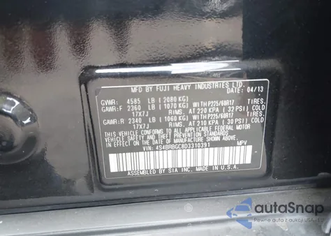 2013 Subaru Outback 2.5I Premium from USA, damaged, VIN 4S4BRBGC8D3310391